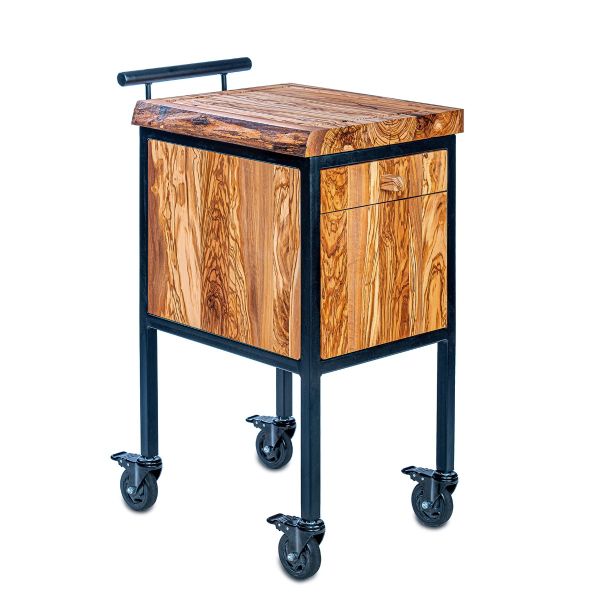 Carrello Gueridon per Showcooking in Sala con Doppio Cassetto