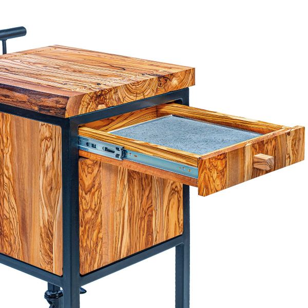 Carrello Gueridon per Showcooking in Sala con Doppio Cassetto