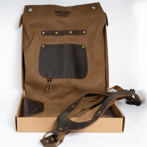 Grembiule Professionale Griller in Canvas Cerato con Inserti in Cuoio