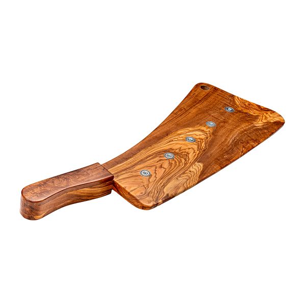 MANNAIA PORTA-COLTELLI IN LEGNO D'ULIVO SECOLARE A 5 CALAMITE